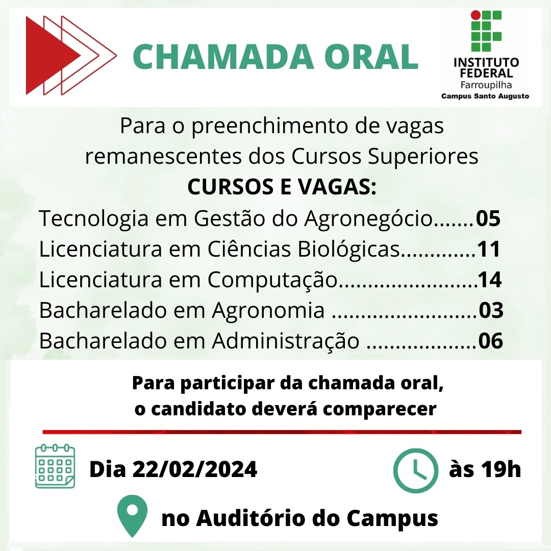 CHAMADA ORAL 2024