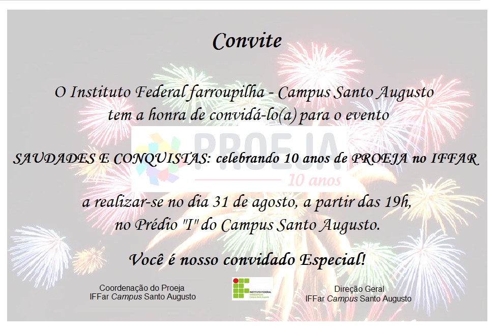 Proeja Convite Evento de Agosto