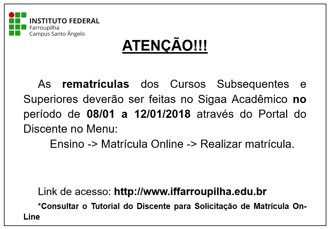 aviso matricula online