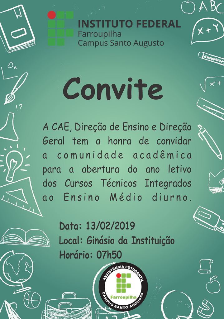 convite abertura do ano letivo 2019