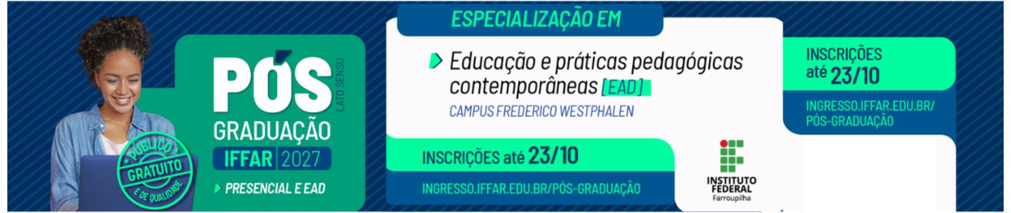 inscrições para o Curso de Pós-Graduação em Educação e Práticas Pedagógicas Contemporâneas 2027